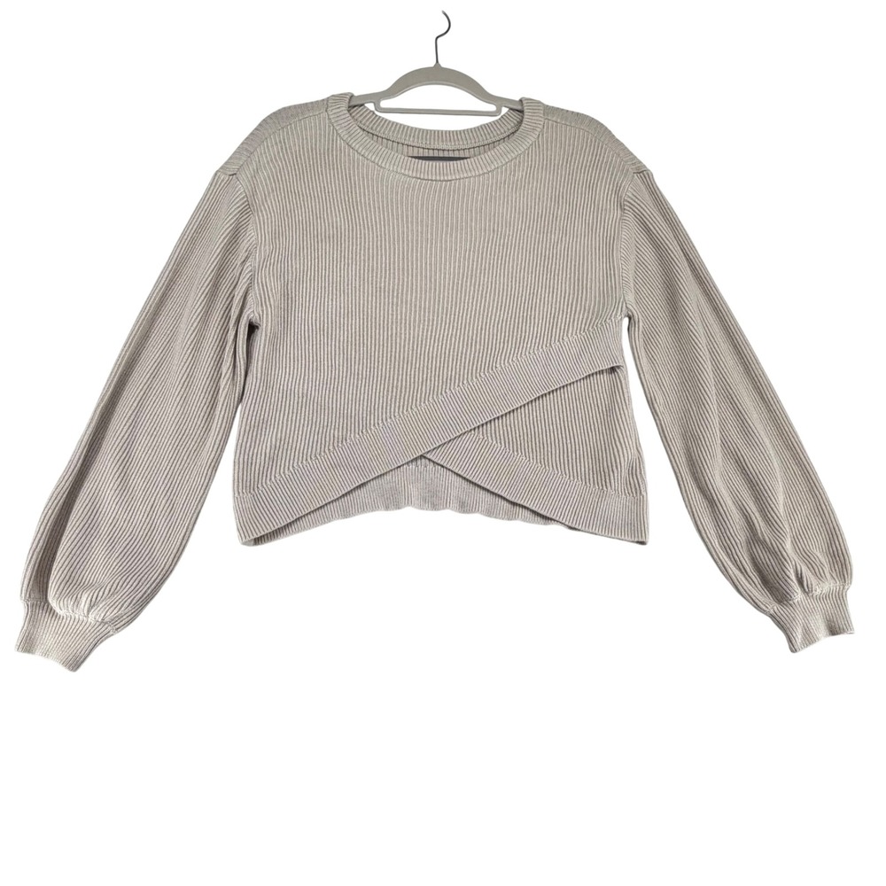 Lululemon Reversible Crossover Sweater Knit Ribbed Cashmere Blend Oatmeal Size 6